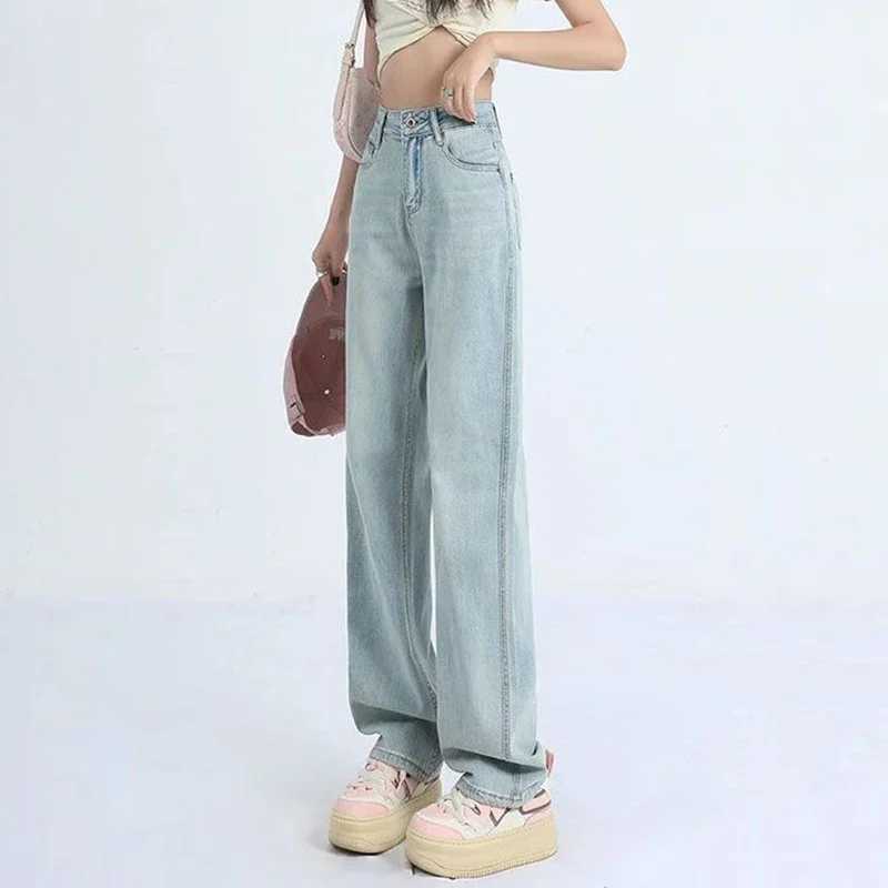Female Light Blue High Waisted Jeans Pants Women Slim Fit Denim Long Pants s Narrow Straight Leg Jeans Trousers M260317