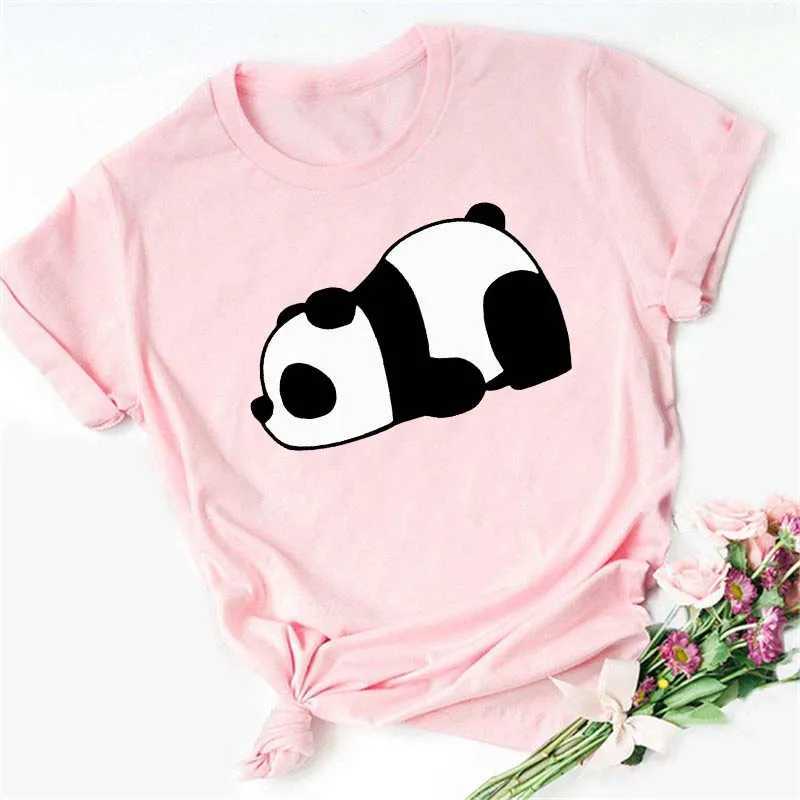 Maycaur Summer Women T Shirt Loose Tops Cute Panda Heart Print Short Sleeve Female Loose Casual T-shirt Ladies Top Tee M260317