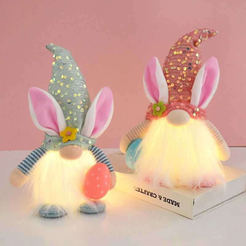 Easter LED Glowing Faceless Gnome Doll Cute Rabbit Ornament Kids Gift Favors 2025 Spring Easter Decoration for Home Party Supply H2603161
