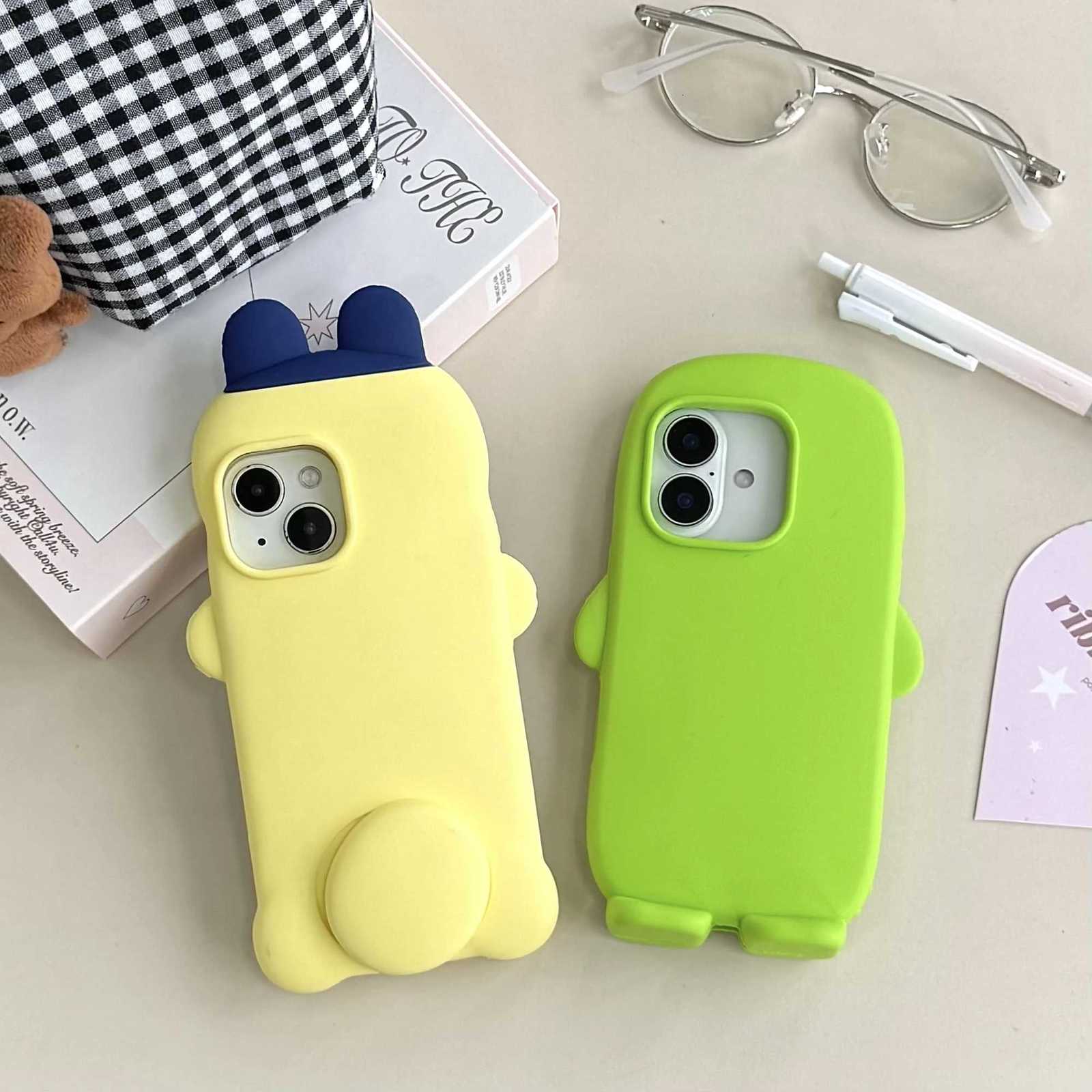 Cute Tamagotchi Cartoon 3D Anti Fall Case for iPhone 17 Air 16 15 14 13 Pro Max Washable Dustproof Liquid Silicone Soft Cover C260314