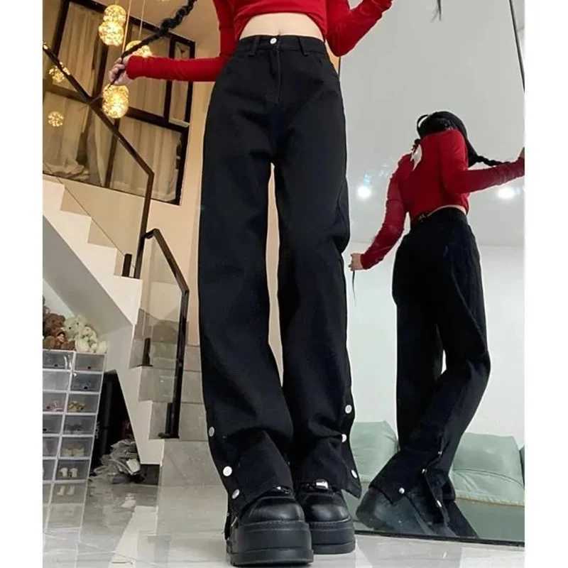 Ins High Street s High Waist Jeans Female Classic Retro Straight Leg Denim Trousers Lady Korean Casual Daily Pants M260317