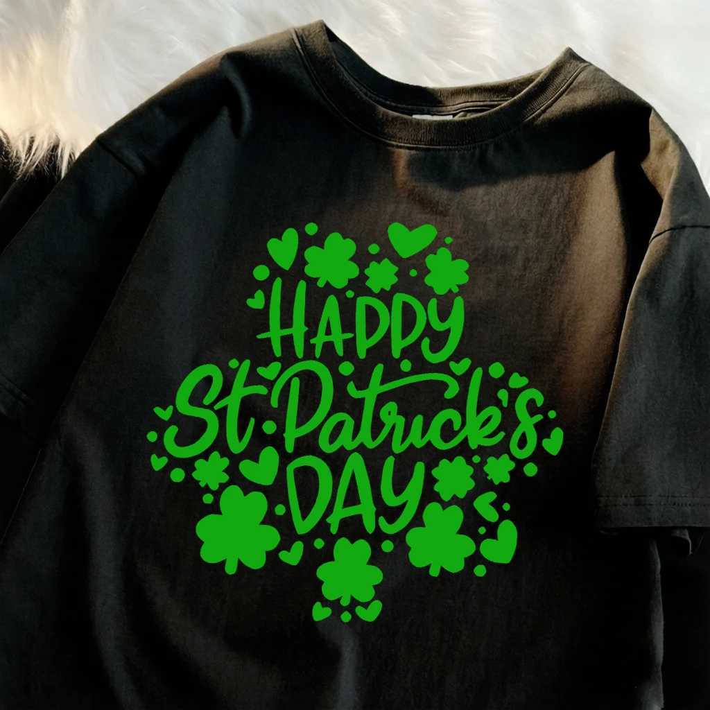 Happy St PatrickS Day Green Printed Beach T Shirts Man Breathable Cotton T-Shirt Hip Hop Loose Tops All-Match Casual Clothing M260317