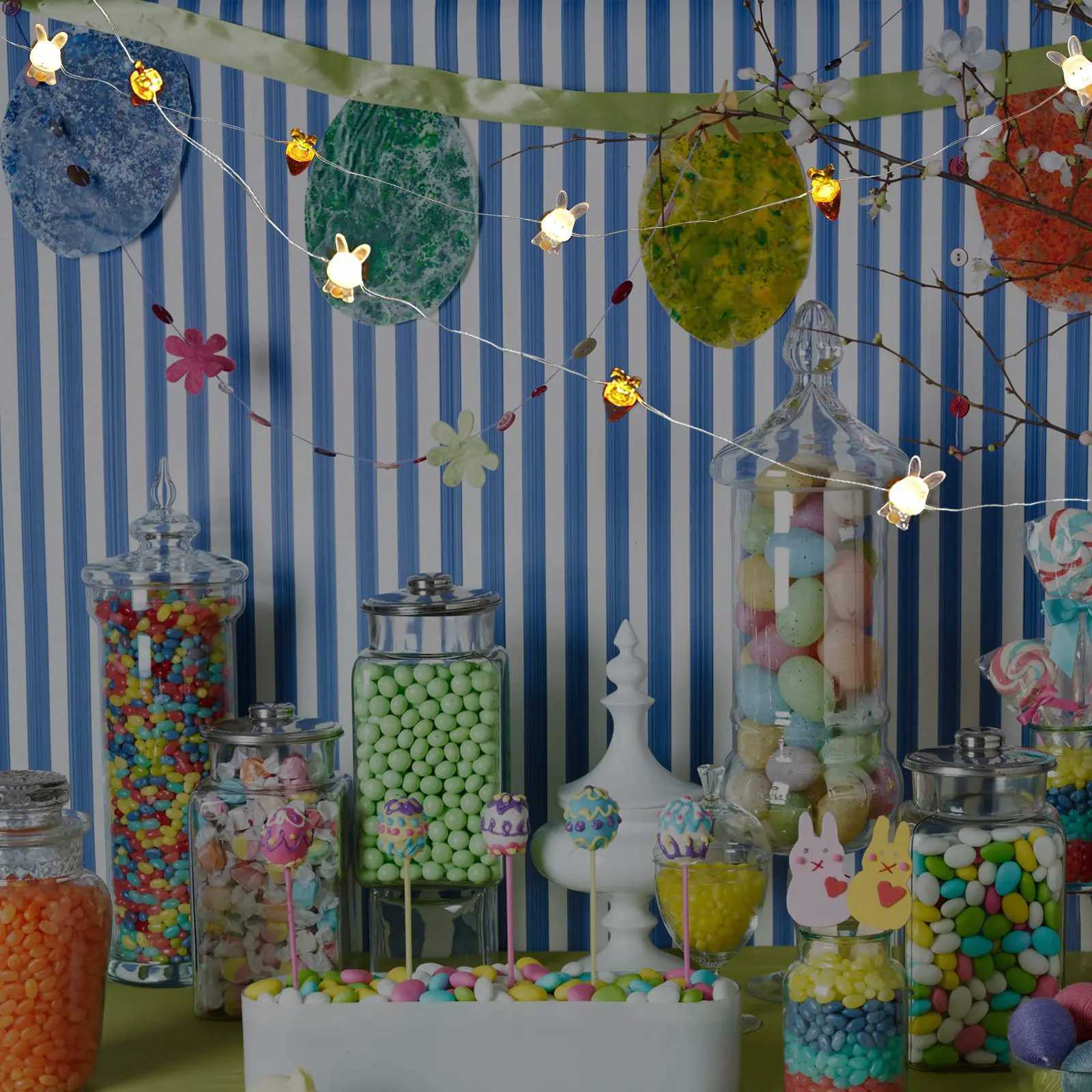 1Set Easter String Lamps Rabbit Shaped Carrot Theme LED Light String Exquisite Festive Decoration for Indoor Outdoor Easter H260316