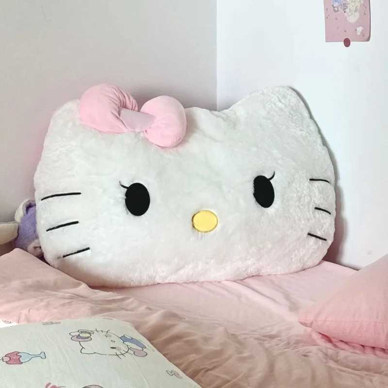 Big Size Fluffy White Cat Back Cushion Stuffed Anime Sofa Bed White Cat Pillow Cuddly Plushies Washable Home Decor Gifts Girl D260317