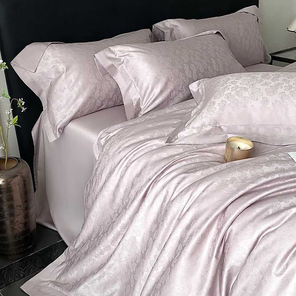 4PCS Elegant Premium Bedding Set 100s Sateen Jacquard Australian Euro Pure Cotton Sheet and Duvet Cover Set Queen King Size D260317