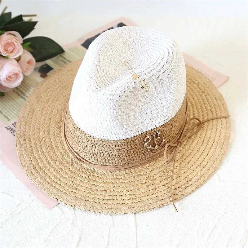 Summer Rafi Grass Stitching Fashion RB Letter Sunshade Straw Hat Womens Wide-brimmed Hat Jazz Beach Hat UV Protection Sun Hat H260317 - view 6
