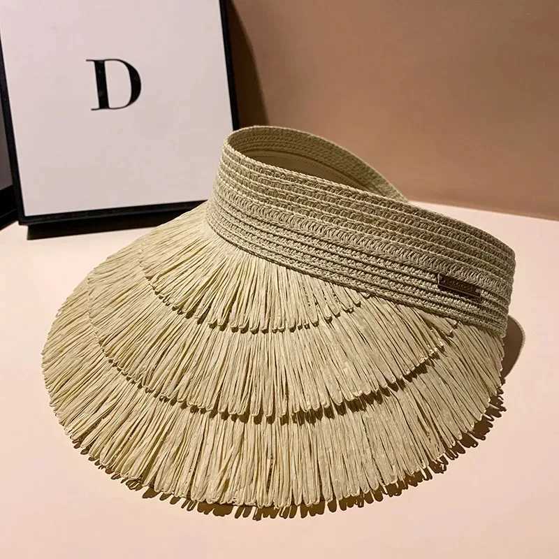 New Designer Fashion brand Sun fringe straw hat Womens summer empty top Sun hat Outdoor Parma UV protection beach sun hat H260317 - view 6