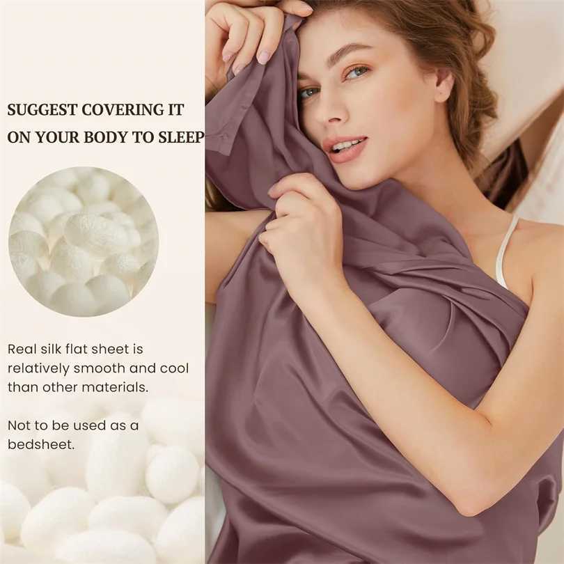 1pc Mulberry Silk Flat Bed Sheet Ultra Soft Comfortable Bedsheet Luxury Smooth Top Sheets Bed Linen 160/200/245/270cm Bed Cover D260317