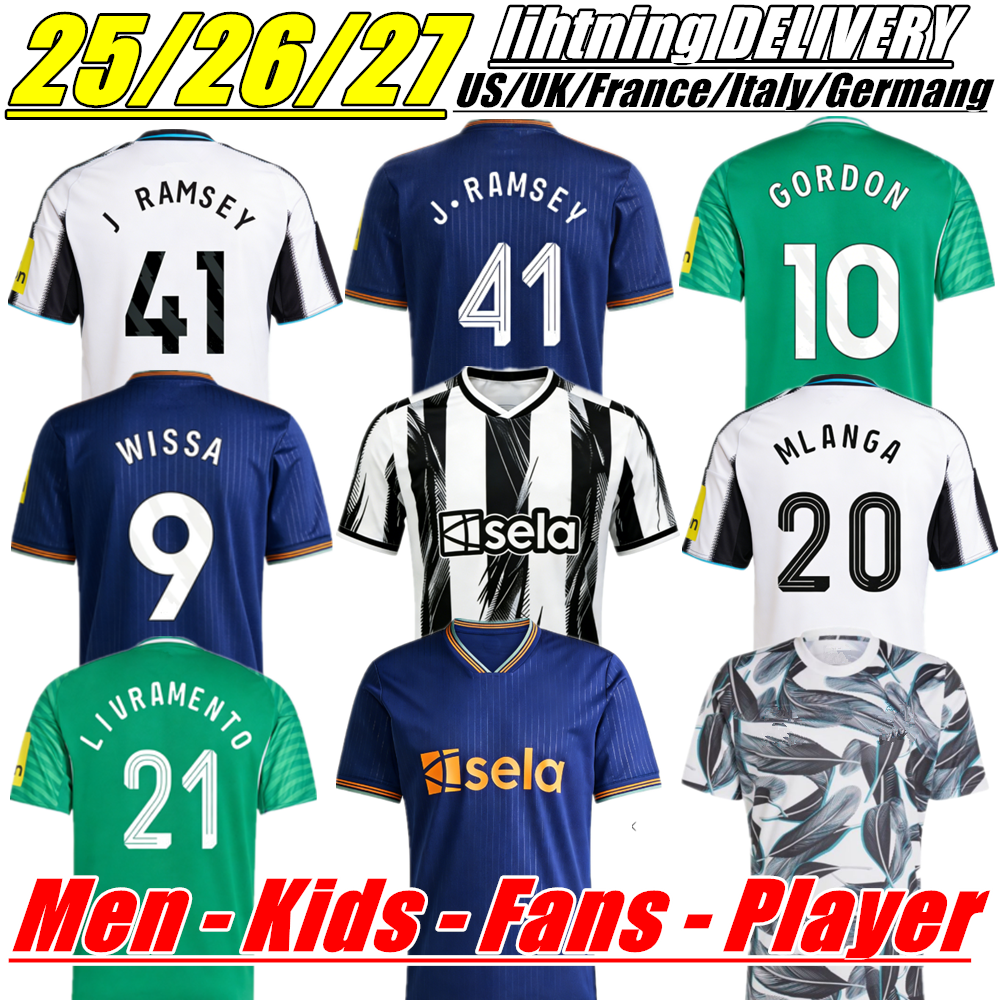 GORDON ISAK 25 26 NeWcAsTleD TONALI soccer jerseys Men Kids BLACK Kids BARNES BRUNO G. Football Shirt Home Away Botman fans