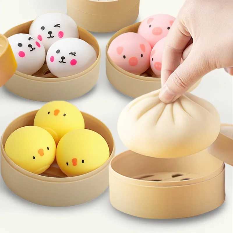 Cartoon Animal Dumpling Anti Stress Ball Squishy Fidget Toys Soft Flour Ball Bun Vent Sensory Release Squeeze Toy For Kids Gift H260324