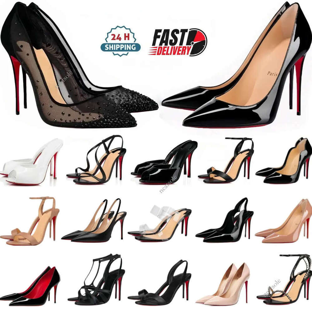 Designer High Shoes Peep Toe Sandals Red Bottomshoes Women 6cm 8cm 10cm 12cm Heels Nude Black Patent Leather Brand Pumps Size 34-44