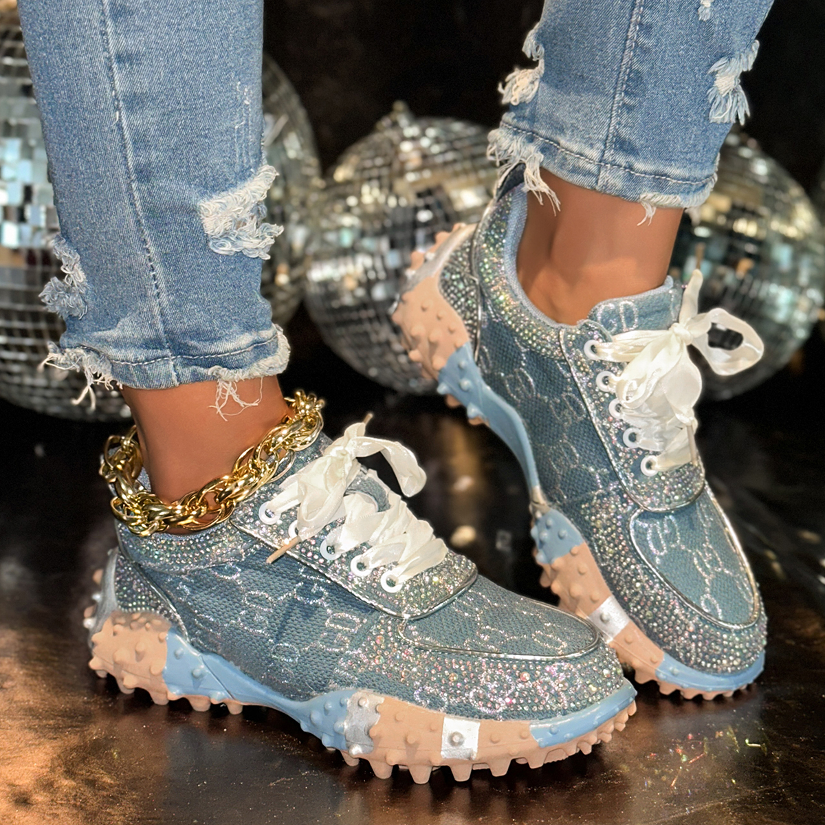 Womens designer Sneakers Water Anti slip leisure Fashion Rhinestone Luxury Training Shoes 2026 New Outdoor Platform Anti-slip column Anti Slip Running
