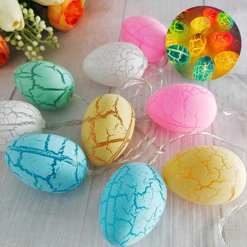 15M Easter Decor Light String Led 10Lights Colorful Eggs Chick Carrot Lamp for Easter Party Decoration Ornament Tree Pendants H260316