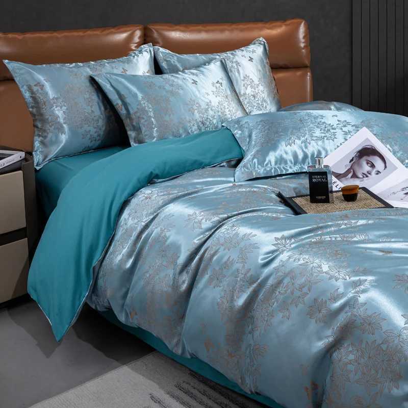 2025 new European light luxury jacquard four-piece set satin silk quilt cover bed sheet single double four-piece set D260317