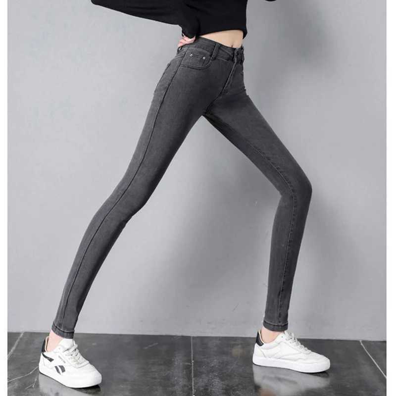 2026 High Street Women Thin Straight Leg Jeans s Solid Casual Denim Trousers Lady Fashion High Waist Daily Pants M260317