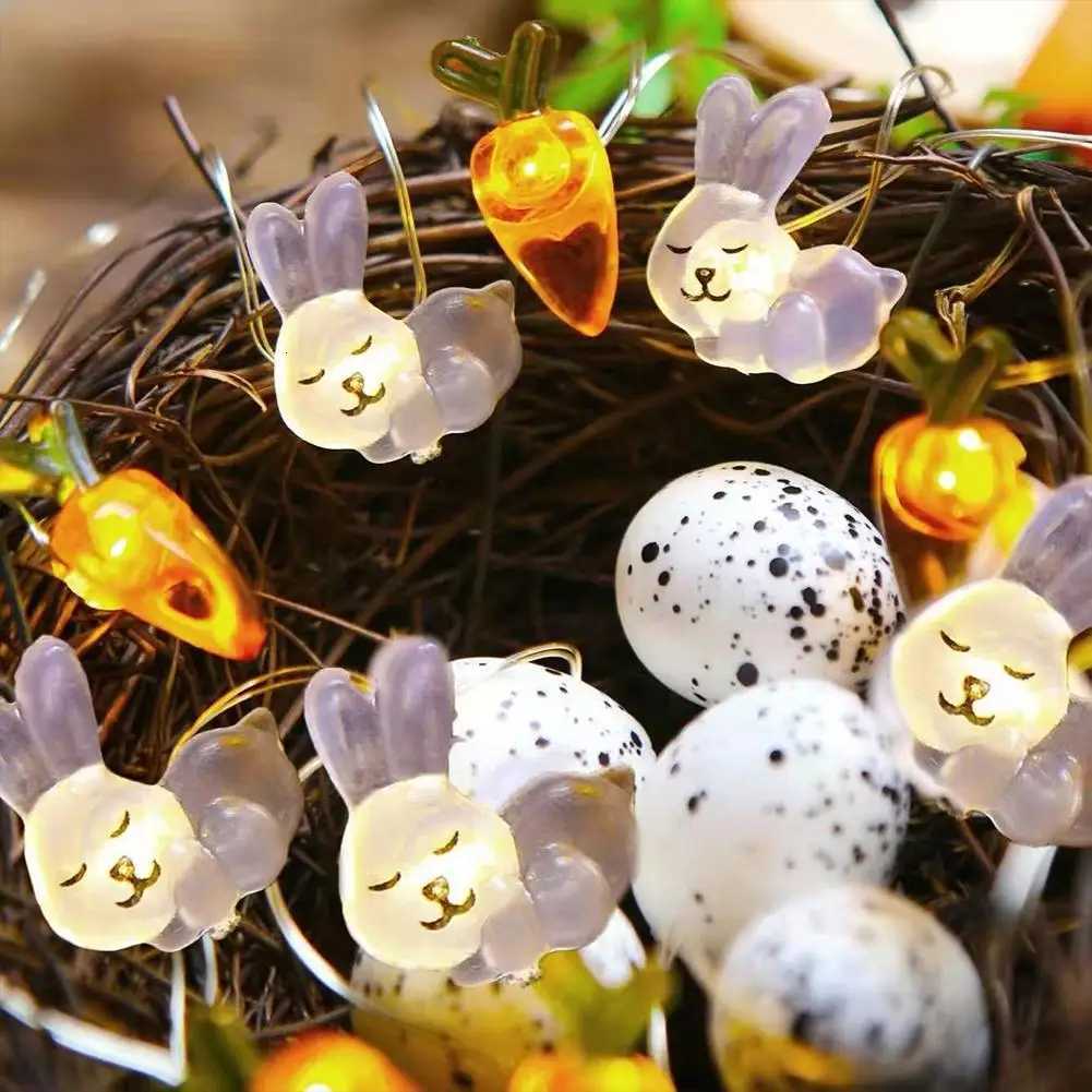 2M 20LED Easter Decoration String Lights Battery Powered Copper Wire Lights Bunny Rabbit Carrot Egg Theme Festival Party Decor H260316