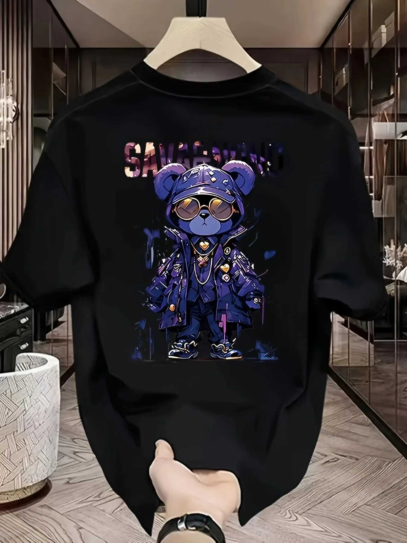 Men New Summer High Street Crew-neck Short-sleeved T-shirt Fashionable Casual Fabric Comfortable and Breathable Fine and Smooth M260317