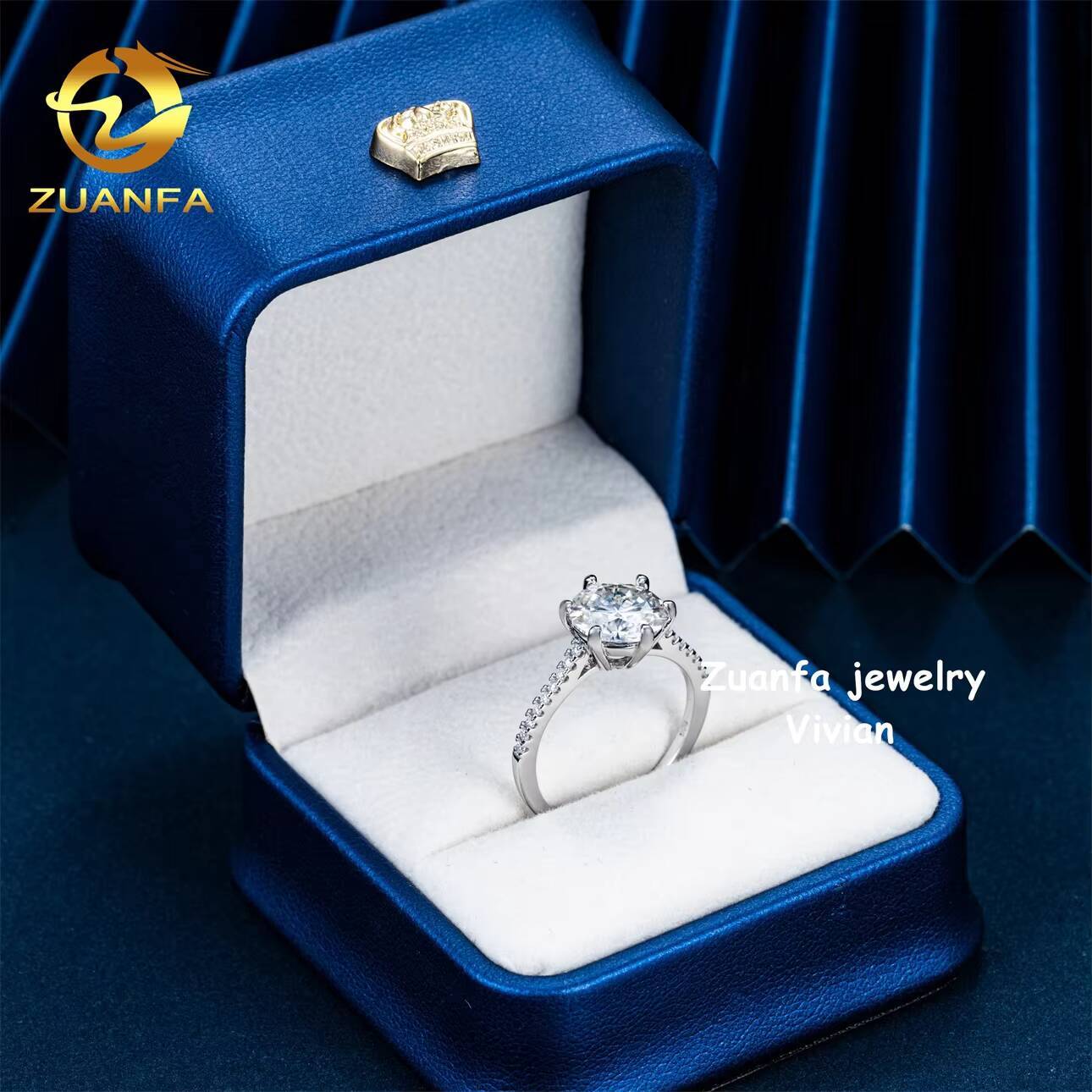 GRA Certificetation Iced Out Fine Jewelry Buss Down VVS Moissanite Diamond Luxury Sterling Silver 925 Women Wedding Rings