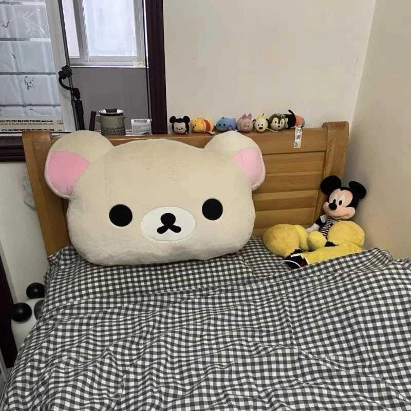 Rilakkuma Plush Bed Headrest Cushion For Dorms Soft Stuffed Bunk Bed Backrest Pillow Cute Decor For College Student Bedrooms D260317