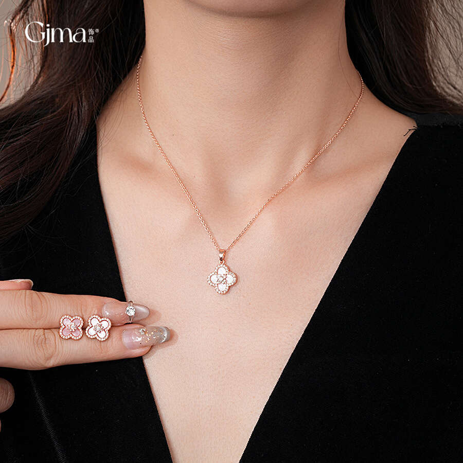 Necklace Simple Zircon Flower Necklace Light Luxury High End Feeling Collarbone Chain Exquisite Design Niche Jewelry Set Designer Jewelry Necklace Des - view 3