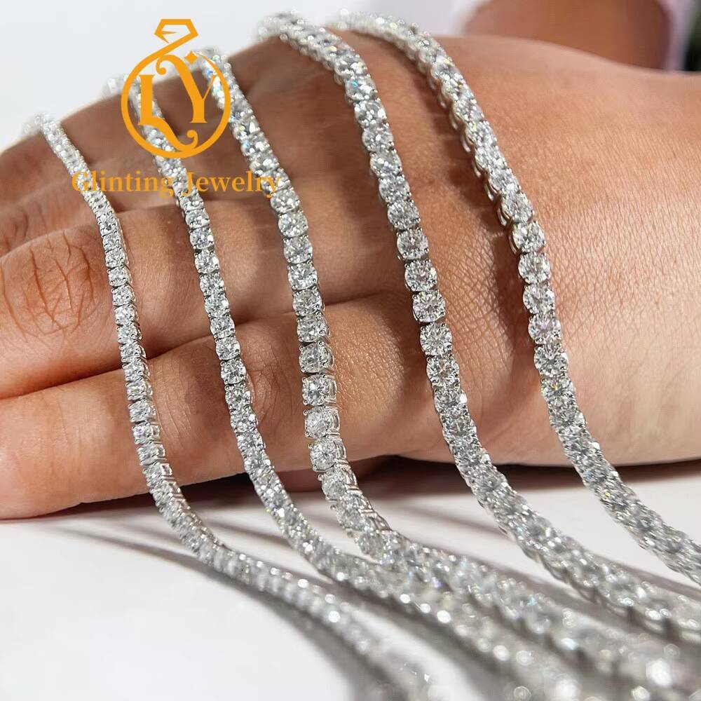 Factory Custom 10K 14K Real Gold Lab Grown Diamond Tennis Necklace 2mm-4mm VVS Iced Out Diamond Necklace IGI Certified for Gifts