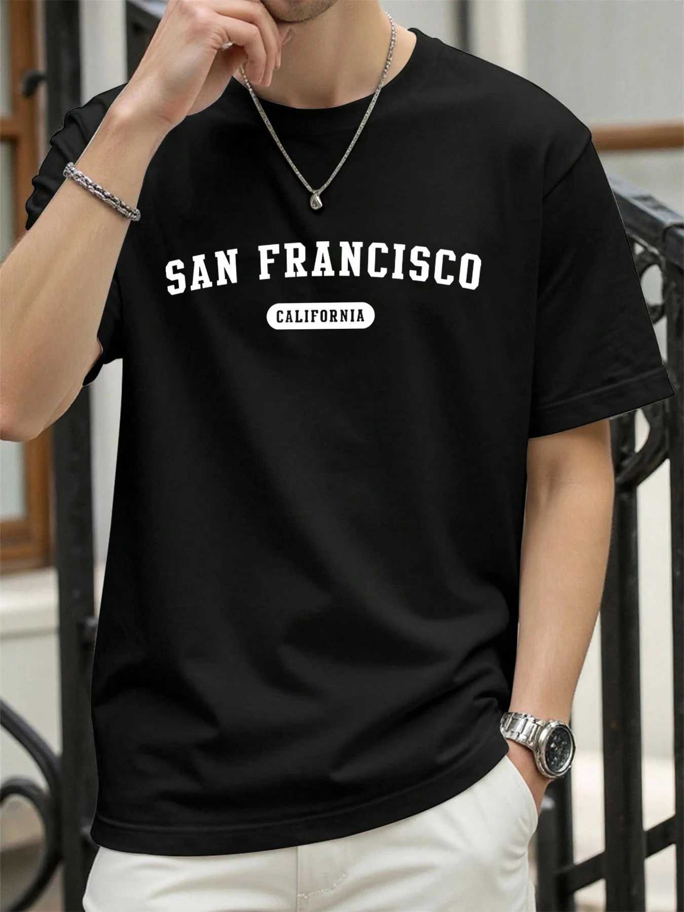 California San Francisco Print Fashion T-Shirt Male Summer Classic Clothing Street Basics O-Neck T Shirt Cotton Breathable Tops M260317