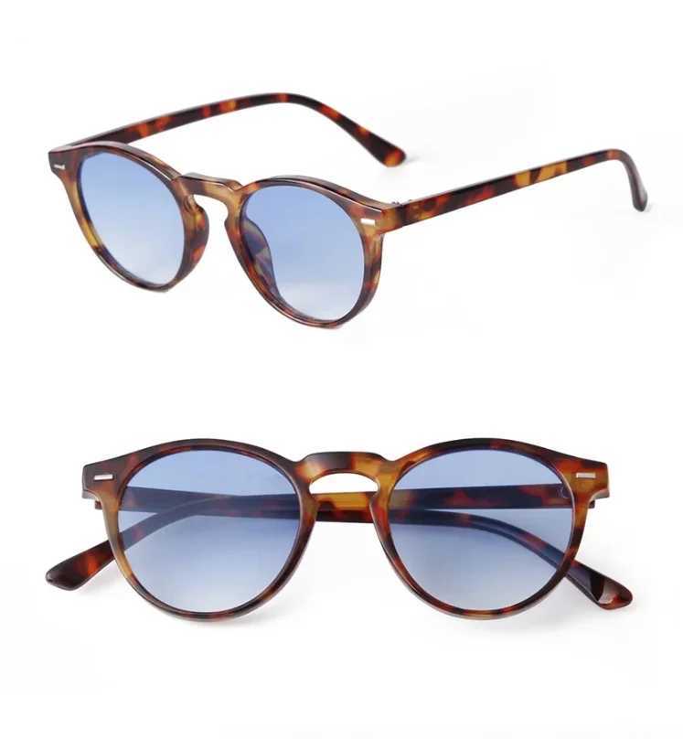 Fashion Vintage Round Sunglasses Women Men 2024 Brand Design Retro Rivet Yellow Blue Lens Square Sun Glasses Male Female Goggles H260316