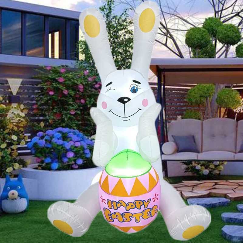 15m/5FT Easter Decoration Inflatable Sitting Rabbit Easter Egg with LED Light Indoor Outdoor Garden Party Scene Layout Ornament H260316