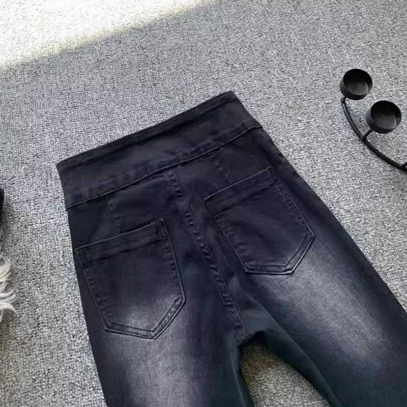 Woman New High Waist Streetwear Slim Fit Flare Jeans Female Y2k Clothes Bell Bottom Pants s Gothic Black Blue Denim Trousers M260317