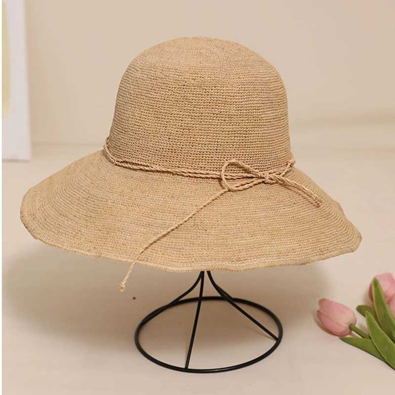 Handmade Raffia Shade Womans Sun Hat Large Brim Foldable Straw Hat Summer Outing Seaside Beach H260317 - view 3