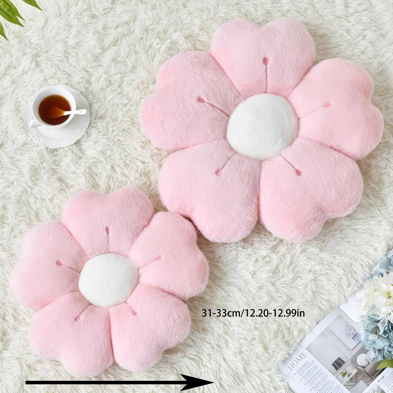 Soft Plush Daisy Flower Throw Pillow - Cozy Decorative Cushion for Bed Sofa White/Pink Adorable Floral Desig D2603171