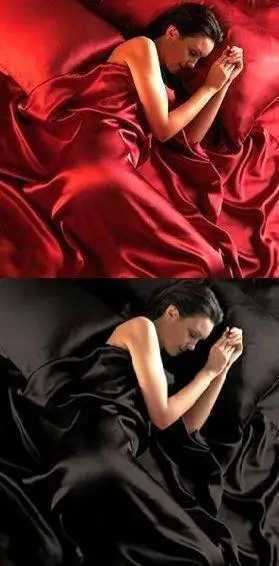 95gsm 4 Pce Satin Silky Soft QUEEN Bed Fitted Bed Sheet Set - RED BLACK 10 D260317