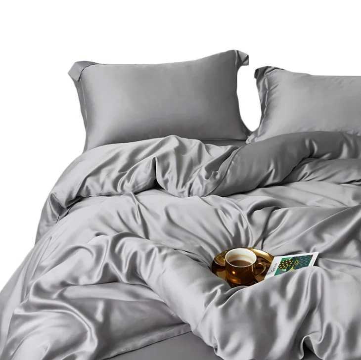 19mm 4Pc Hot Selling Ice Silk Fitted Cot Sheet Oeko-TEX Duvet Cover Pure Mulberry 100 Bed Sheets Bedding Set D260317