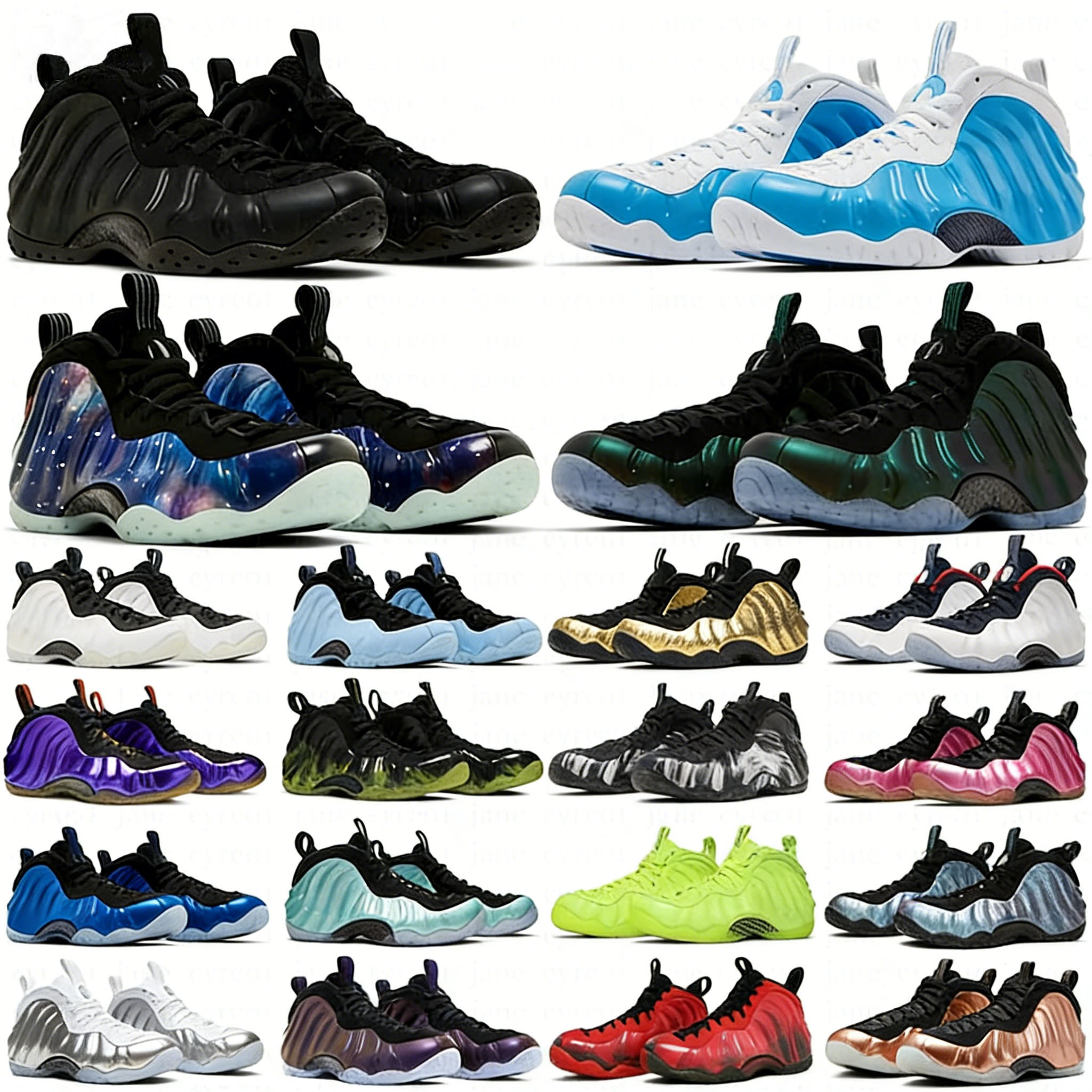 Foam Mens Foamposits Basketball Shoes Pearl Pine Green Psychic Blue and Black Triple White penny Anthracite Black Paranorman Black White Trainers Sneakers 40-47