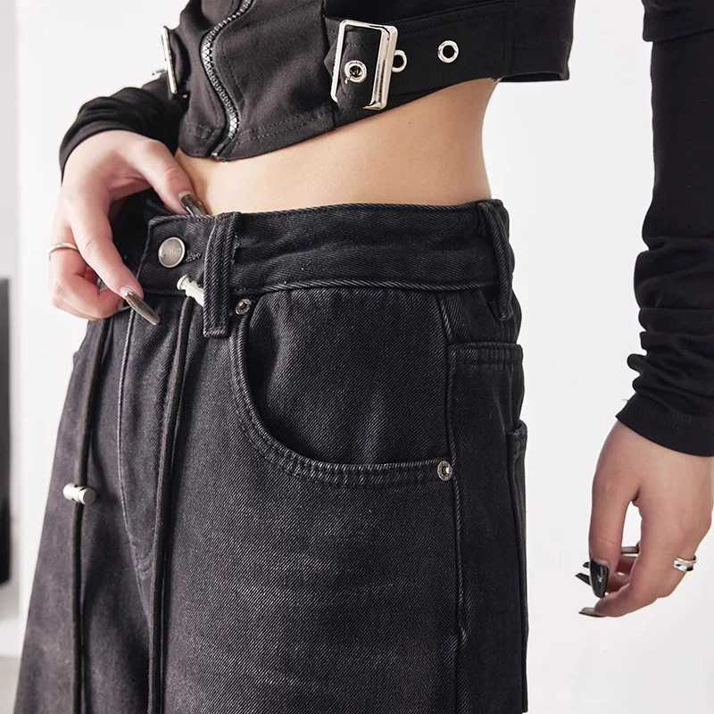 2025 Fashion Hot Sale s Thin Baggy Jeans Lady Chic Designer High Waist Pants Female Korean Leisure Denim Trousers M260317