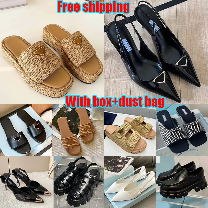 Free Shipping Designer Sandals women Platform Slides leather black slippers Monolith Roman Foam Rubber sliders womens Shoes luxury Summer Buckle Beach Sandal