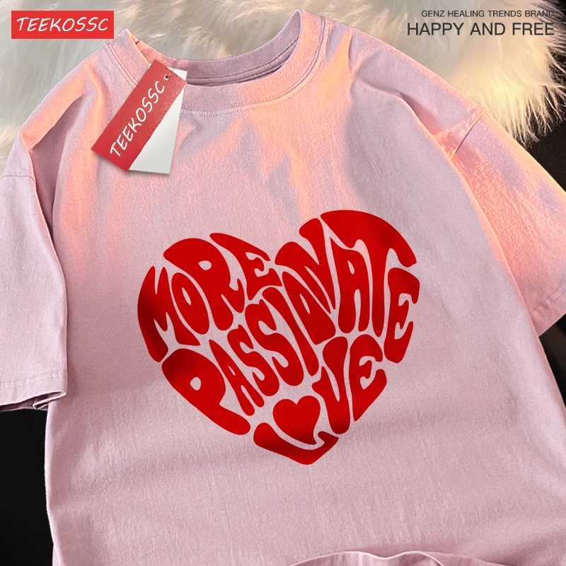 More Passionate Love Print Tshirt Men Women Casual Summer Tee Clothes Casual Sweat Pattern T Shirt Couple Hip Hop Cotton Tops M260317