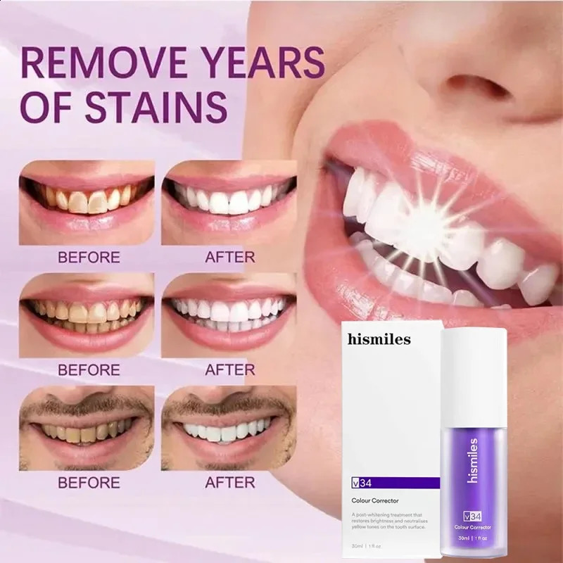 30ml V34 SmileKit Purple Toothpaste s Tartar Clean Oral Hygiene Fresh Breath Teeth Care Products 260316