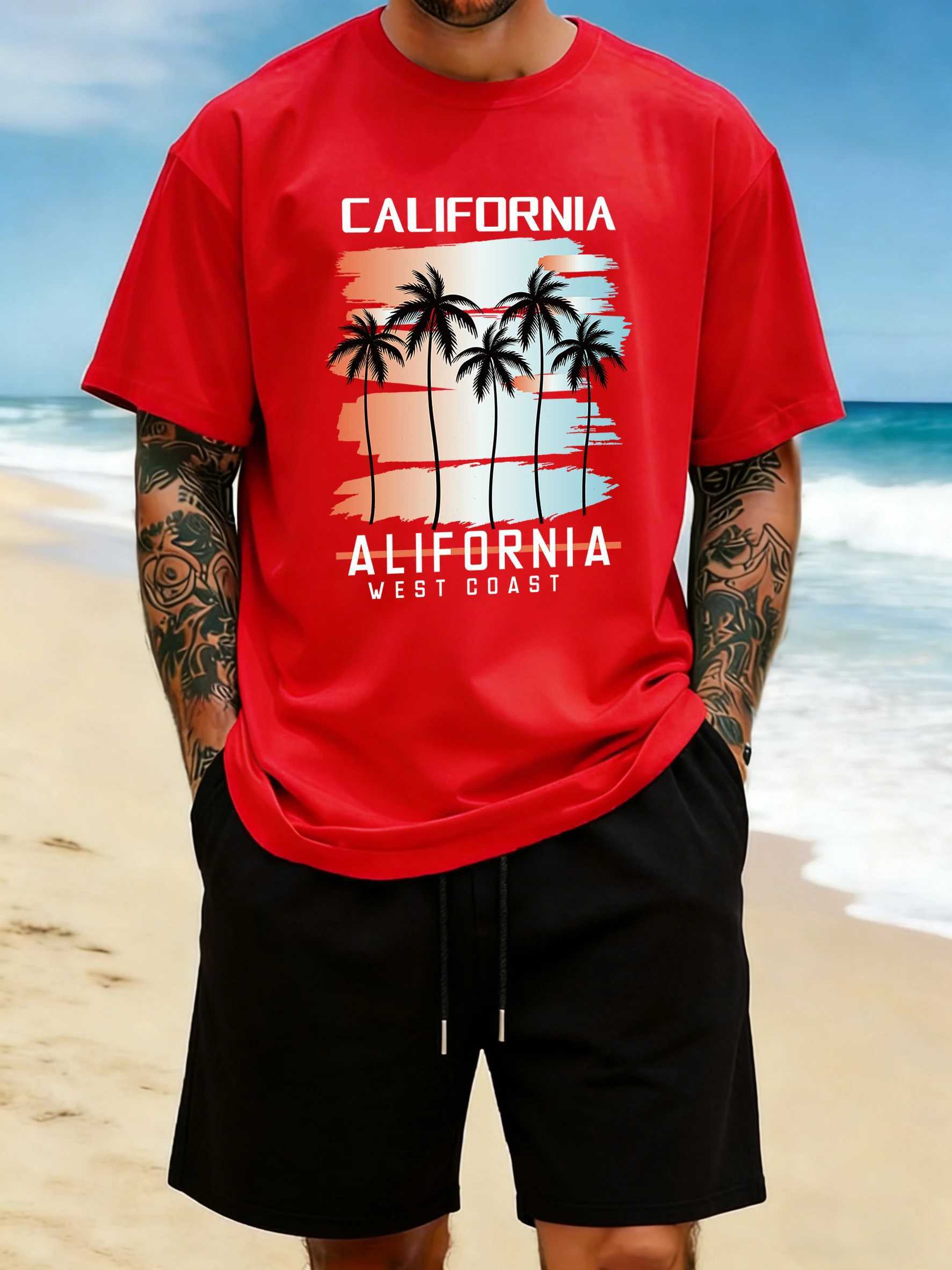 California West Prints T-Shirt Men Cotton Crewneck T Shirts Summer Oversized Man Clothes MUlticolor Loose Short SLeeve M260317