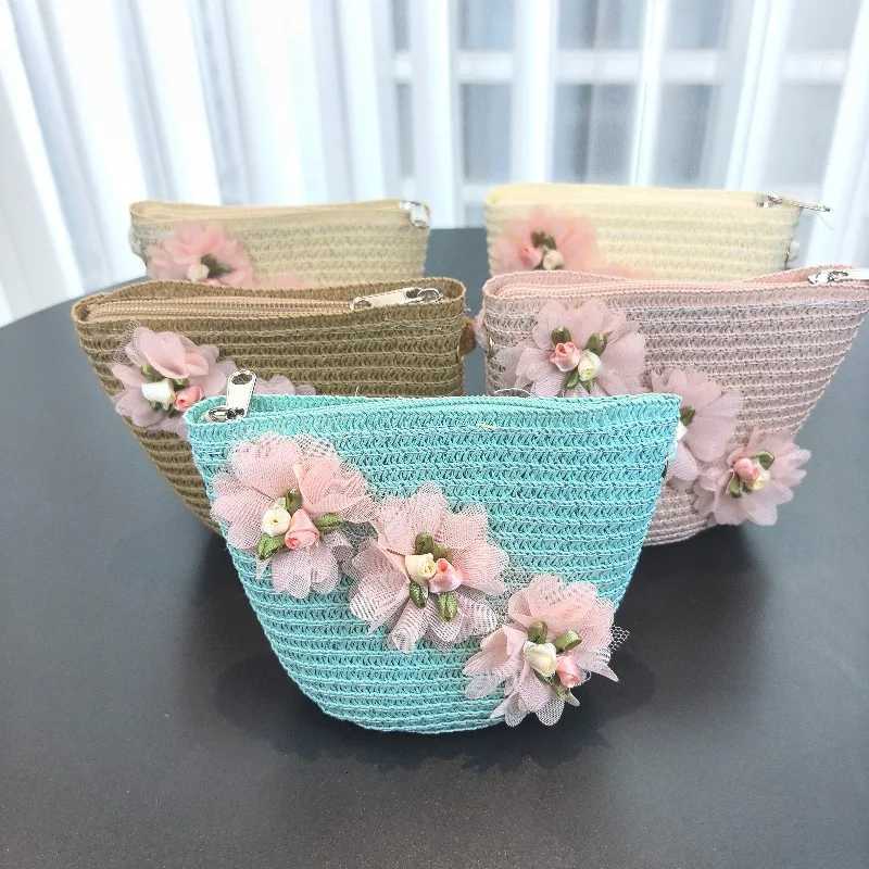 Girls 2pcs Straw Hat Solid Color Outdoor Travel Sun Hat Floral Fisherman Style Childrens Fashion Accessory for Girls H2603171 - view 6