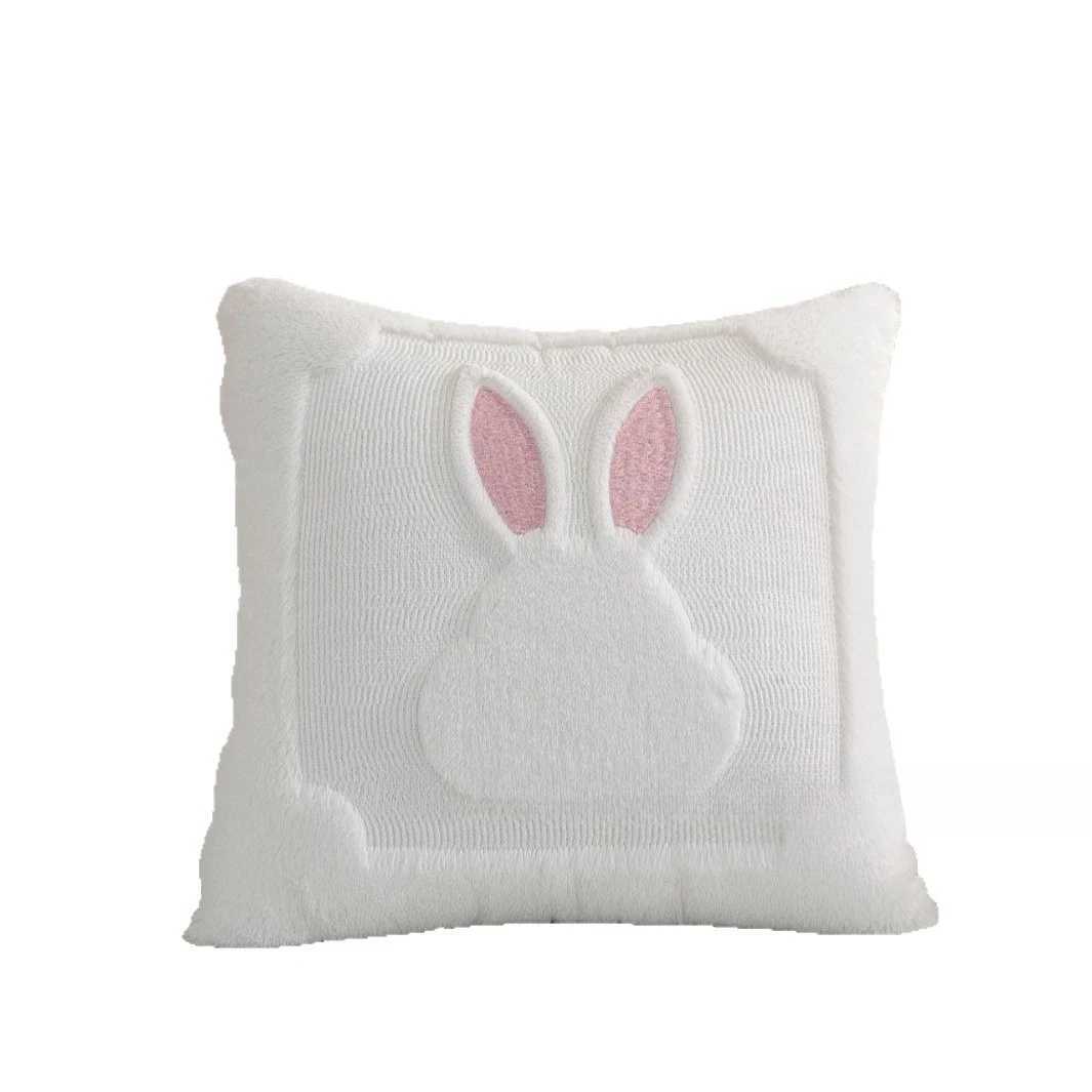 Easter Bunny Jacquard Throw Pillow 18x18 Inch 1 PcDecorative Cushion Washable Invisible Zipper Skin-friendly for Sofa Couch Bed D260317