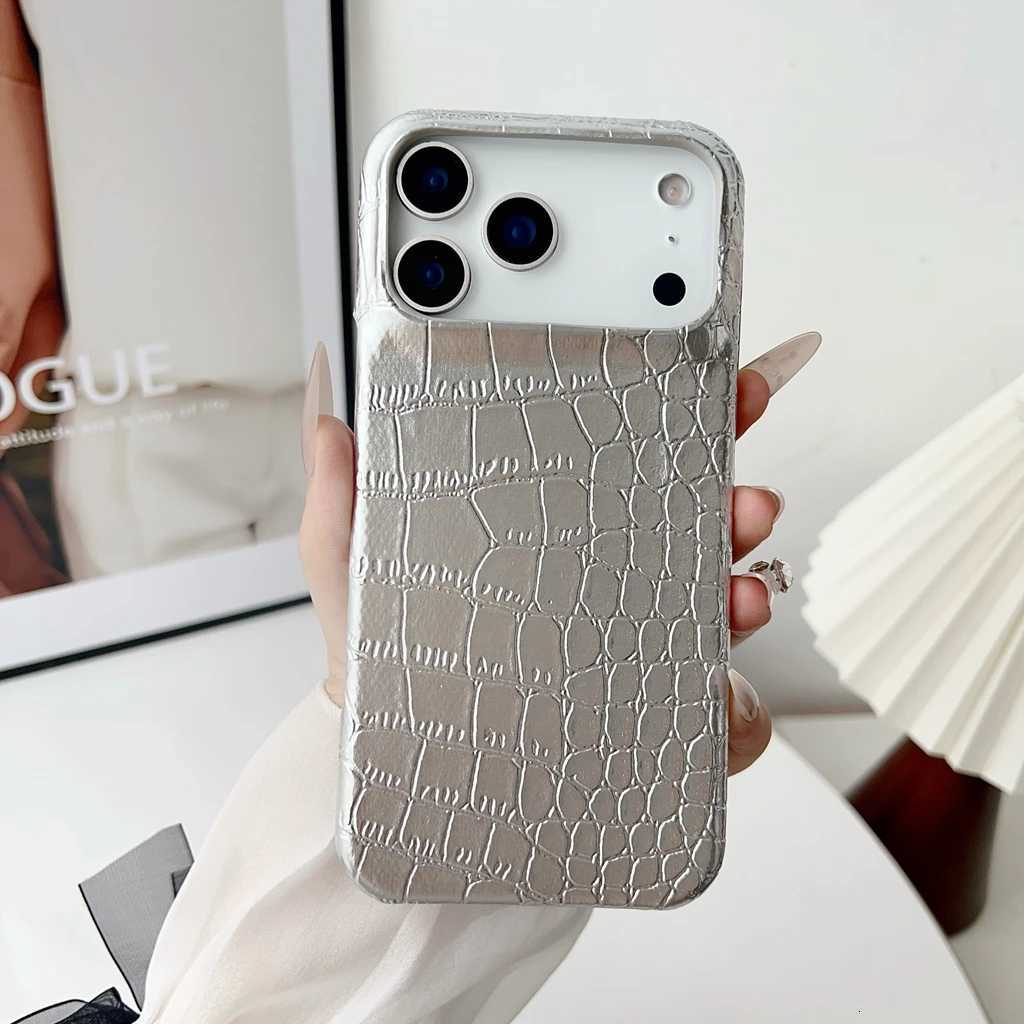 Advanced Solid Color Glossy Crocodile Skin Pattern Shockproof Protective Phone Cover Case for iPhone 17 16 15 14 Pro Max 17Air C260314