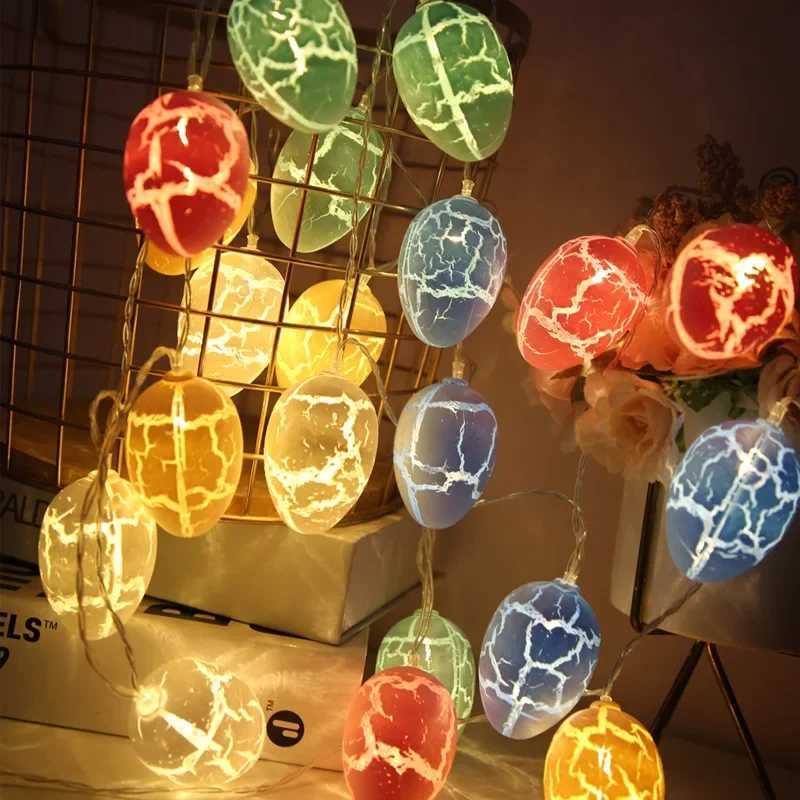 15m 10led Easter Colorful Crack Eggs Led Light String Egg Easter Parti 2025 Spring Festival Happy Easter Day Decor For Home H260316
