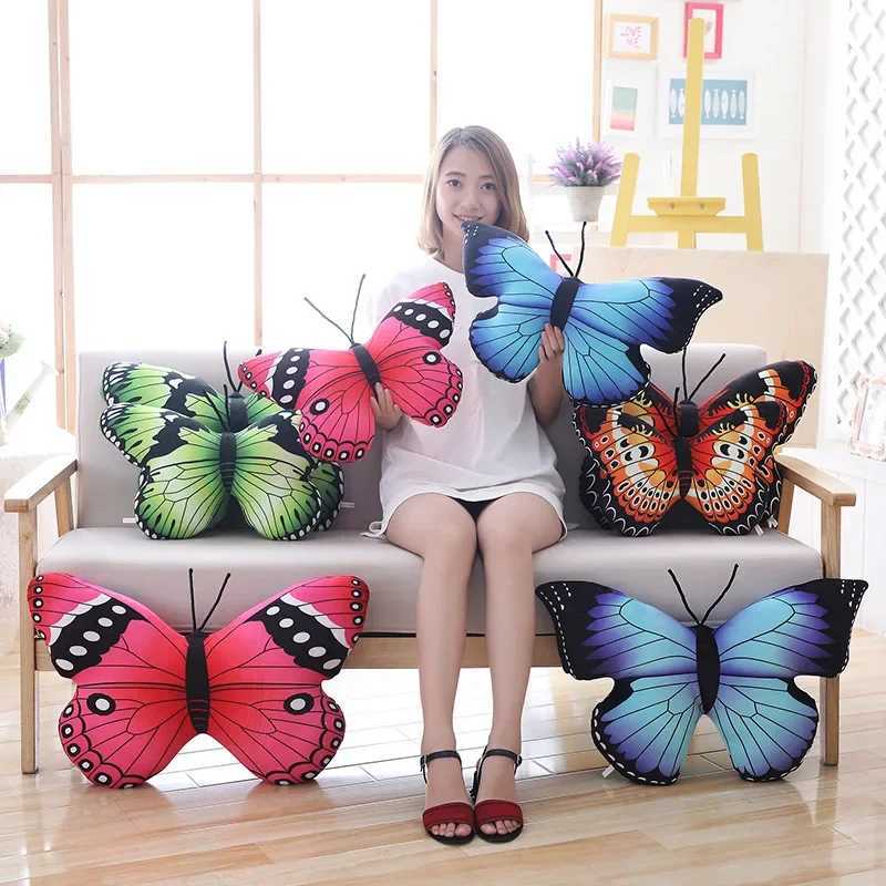 3D Butterfly Pillow Colorful Decorative Animal Throw Pillows Print Accent Pillow Stuffed Cushion Bed Bedroom Couch Home Textile D260317