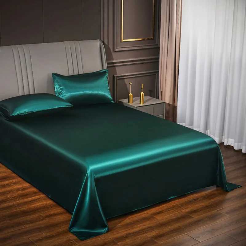 Satin Silk Bed Sheets for Summer Plain Flat Sheet for Double Bed Twin/Full/Queen/King Size Bed Linen pillowcase need order D260317