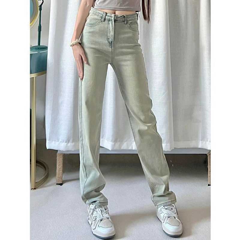 Classic Fashion Women Thin Straight Leg Jeans Pants s Korean High Waist Denim Pants Lady Vintage Casual Trousers M260317