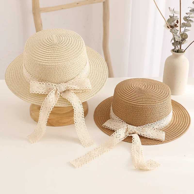 Cute Bow Streamer Girls Straw Hat Spring Summer Breathable Sunshade Kids Sun Hat Outdoor Travel UV Protection Children Panama H260317 - view 3