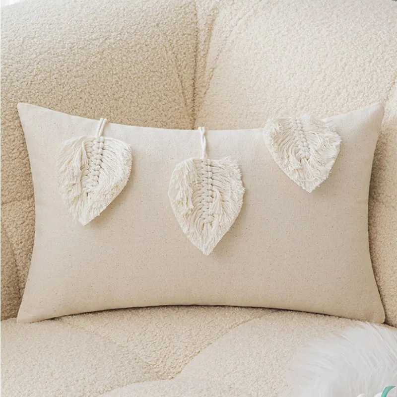 Boho Leaves Throw Pillow Case Nordic Style Morocco Cotton Cushion Cover For Living Room Sofa Home Decoration 30X50cm 45X45cm D260317