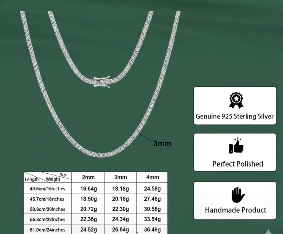 Wholesale Aniva Lab Grown Diamond Tennis Chain Necklace 925 Sterling Silver IGI Certified Brilliant Cut Unisex Trendy E Color