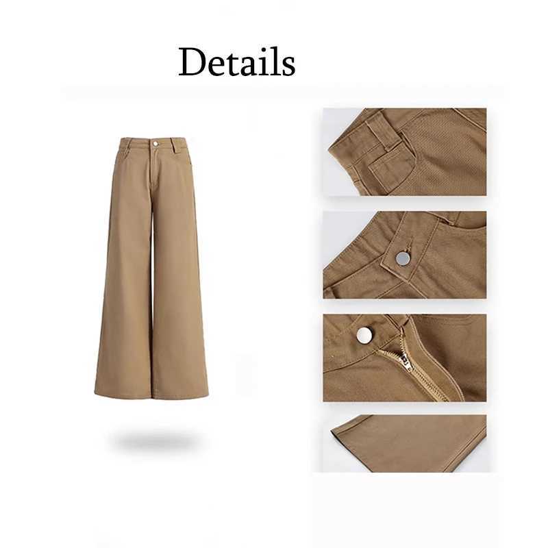 Female Classic Khaki Wide Leg Jeans s Retro Low Waist Solid Casual Denim Trousers Women Fashion Comfortable Baggy Pants M260317